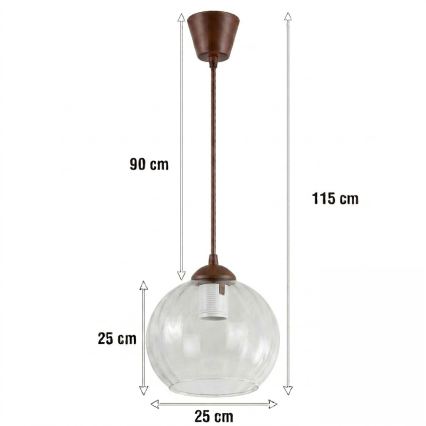 Brilagi - LED-pendel på kabel RETRO GLASS 1xE27/60W/230V Ø 25 cm brun/klar
