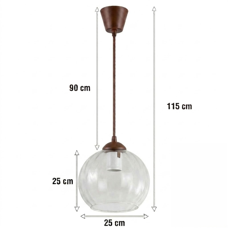 Brilagi - LED-pendel på kabel RETRO GLASS 1xE27/60W/230V Ø 25 cm brun/klar