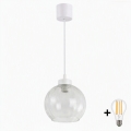 Brilagi - LED-pendel på kabel RETRO GLASS 1xE27/60W/230V Ø 25 cm hvid/klar