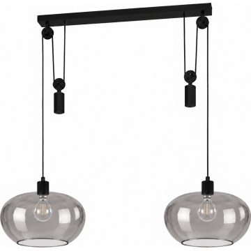 BRILAGI - LED-pendel på kabel RETRO GLASS 2xE27/40W/230V sort/røget grå