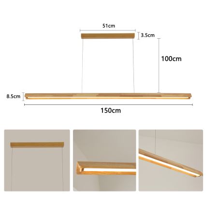 Brilagi - LED-pendel på kabel UMEA WOOD LED/40W/230V 150 cm træ