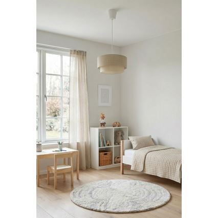 Brilagi-LED pendel på ledning BOHO BOBO 1xE27/60W/230V Ø 40 cm med prikker beige/creme
