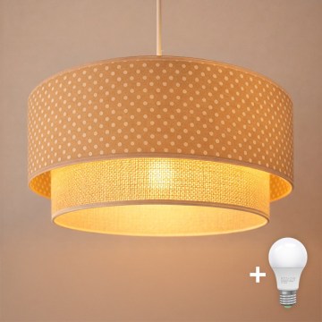 Brilagi - LED-pendel på ledning BOHO BOBO 1xE27/60W/230V Ø 40 cm prikket beige/creme