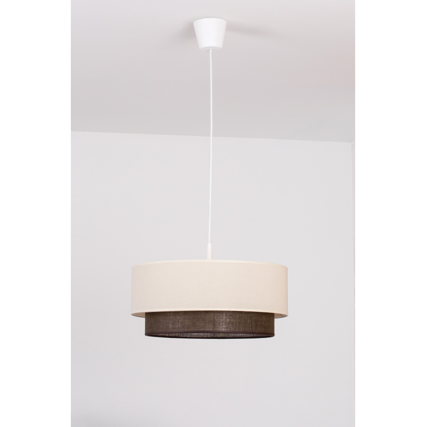 Brilagi - LED-pendel på ledning BOHO STYLE 1xE27/15W/230V Ø 40 cm creme/brun