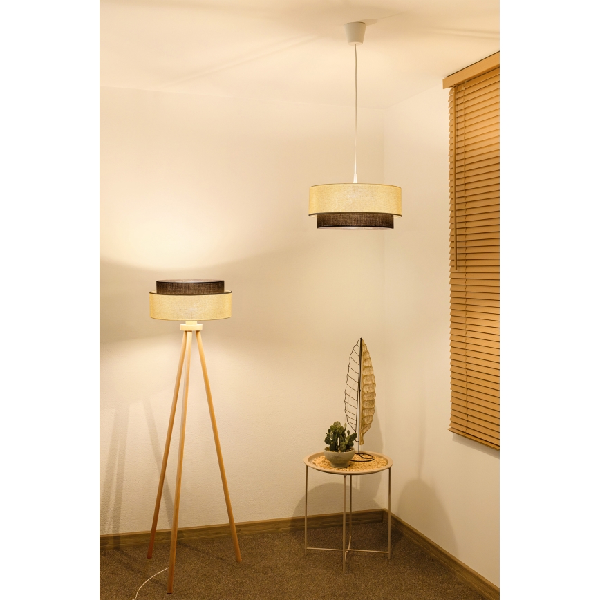 Brilagi - LED-pendel på ledning BOHO STYLE 1xE27/15W/230V Ø 40 cm creme/brun