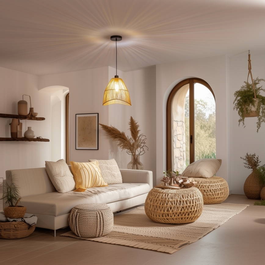 Brilagi - LED-pendel på ledning CERIA BOHO 1xE27/40W/230V Ø 30 cm brun