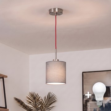 Brilagi - LED-pendel på ledning NUBILA 1xE27/60W/230V Ø 14 cm rød/lysegrå