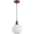 Brilagi - LED-pendel på ledning RETRO GLASS 1x E27/60W/230V Ø 15 cm kobber/hvid