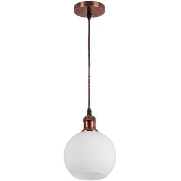 Brilagi - LED-pendel på ledning RETRO GLASS 1x E27/60W/230V Ø 15 cm kobber/hvid