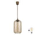 BRILAGI - LED-pendel på ledning RETRO GLASS 1xE27/60W/230V Ø 14 cm brun/røget brun