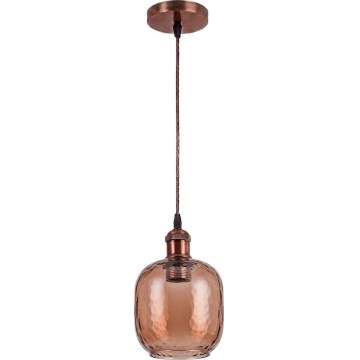 Brilagi - LED-pendel på ledning RETRO GLASS 1xE27/60W/230V Ø 14 cm kobber/røget brun