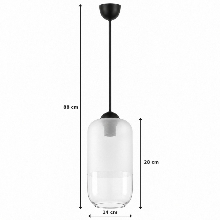 BRILAGI - LED-pendel på ledning RETRO GLASS 1xE27/60W/230V Ø 14 cm sort/hvid