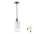 BRILAGI - LED pendel på ledning RETRO GLASS 1xE27/60W/230V Ø 14 cm sort/hvid