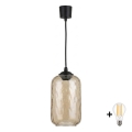 BRILAGI - LED-pendel på ledning RETRO GLASS 1xE27/60W/230V Ø 14 cm sort/røget brun