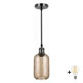 BRILAGI - LED pendel på ledning RETRO GLASS 1xE27/60W/230V Ø 14 cm sort/røget brun