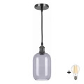 BRILAGI - LED-pendel på ledning RETRO GLASS 1xE27/60W/230V Ø 14 cm sort/røggrå