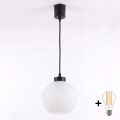 Brilagi - LED-pendel på ledning RETRO GLASS 1xE27/60W/230V Ø 15 cm sort/hvid