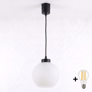 Brilagi - LED-pendel på ledning RETRO GLASS 1xE27/60W/230V Ø 15 cm sort/hvid