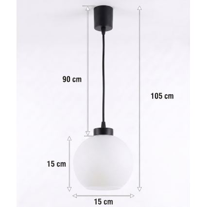 Brilagi - LED-pendel på ledning RETRO GLASS 1xE27/60W/230V Ø 15 cm sort/hvid