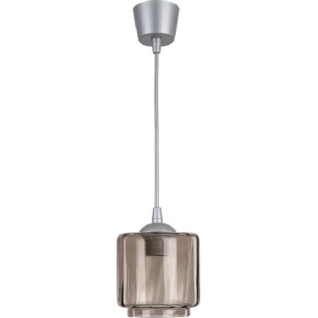 Brilagi - LED-pendel på ledning RETRO GLASS 1xE27/60W/230V Ø 15 cm sølv/røget beige