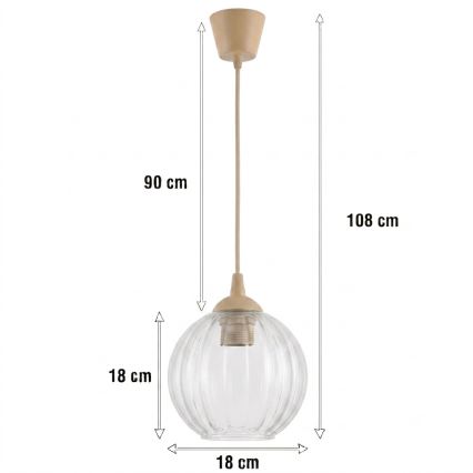 Brilagi - LED-pendel på ledning RETRO GLASS 1xE27/60W/230V Ø 18 cm beige/klar