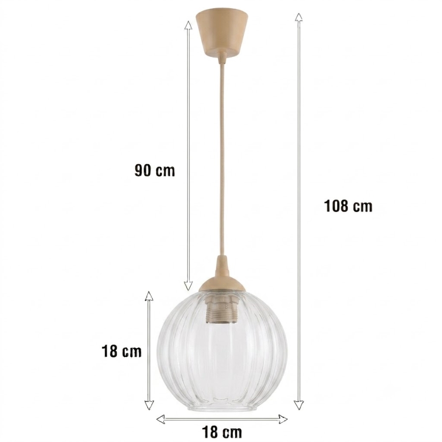 Brilagi - LED-pendel på ledning RETRO GLASS 1xE27/60W/230V Ø 18 cm beige/klar