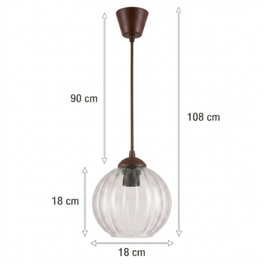 Brilagi - LED-pendel på ledning RETRO GLASS 1xE27/60W/230V Ø 18 cm brun/klar