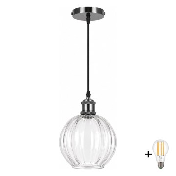 BRILAGI - LED pendel på ledning RETRO GLASS 1xE27/60W/230V Ø 18 cm sort/klar