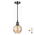 BRILAGI - LED pendel på ledning RETRO GLASS 1xE27/60W/230V Ø 18 cm sort/røgbrun