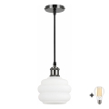 BRILAGI - LED pendel på ledning RETRO GLASS 1xE27/60W/230V Ø 20 cm sort/hvid