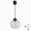 Brilagi - LED-pendel på ledning RETRO GLASS 1xE27/60W/230V Ø 25 cm sort/klar