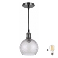 BRILAGI - LED-pendel på ledning RETRO GLASS 1xE27/60W/230V Ø 25 cm sort/røggrå