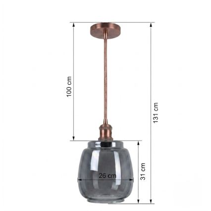 Brilagi - LED pendel med wire RETRO GLASS 1xE27/60W/230V Ø 26 cm hvid/røggrå