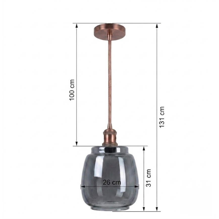 Brilagi - LED pendel med wire RETRO GLASS 1xE27/60W/230V Ø 26 cm hvid/røggrå