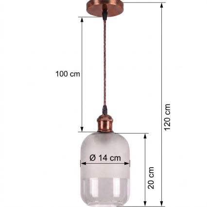 BRILAGI - LED-pendel på ledning RETRO GLASS 1xE27/60W/230V Ø14 cm kobber/hvid