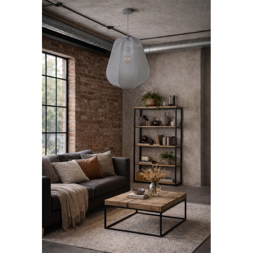 Brilagi - LED-pendel på wire ARVEN 1xE27/8W/230V Ø 37 cm grå