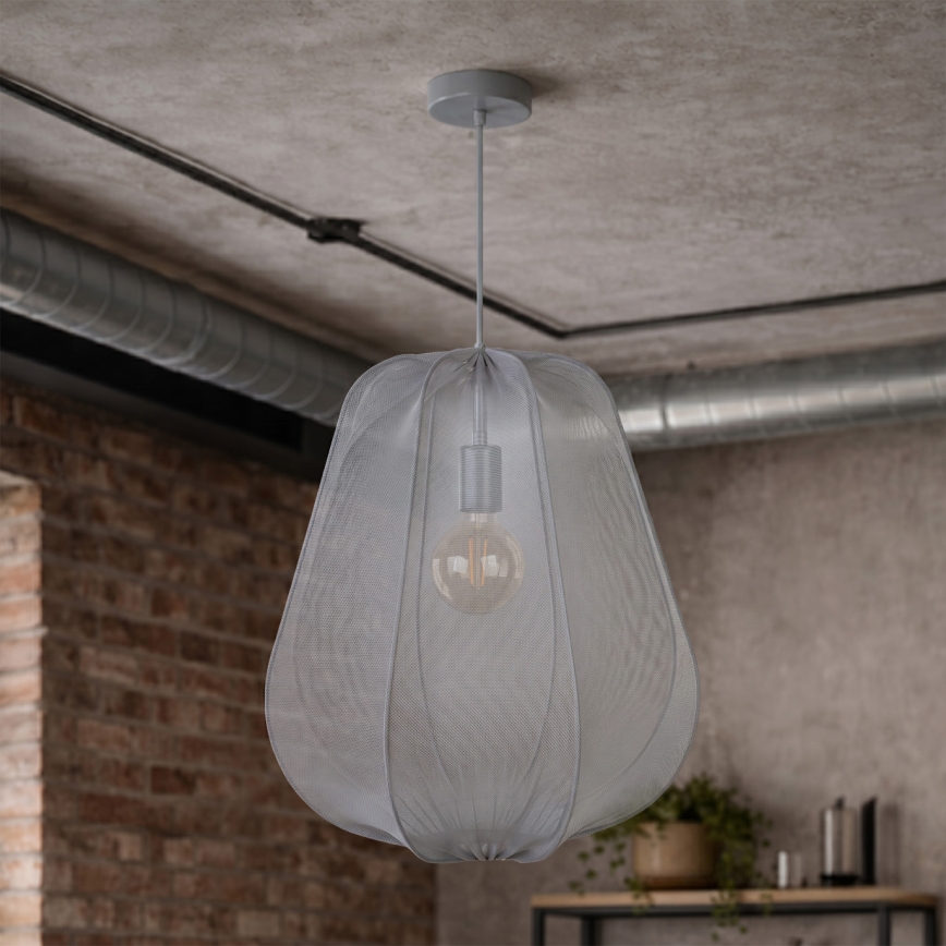 Brilagi - LED-pendel på wire ARVEN 1xE27/8W/230V Ø 37 cm grå