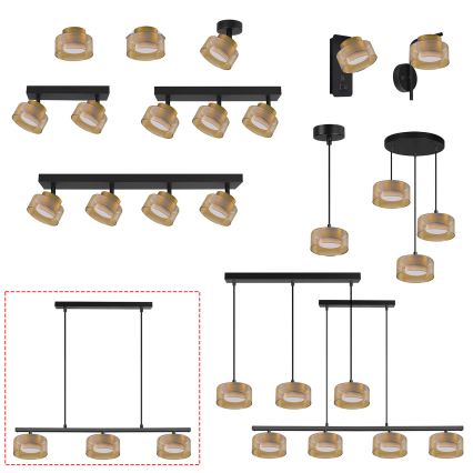 Brilagi - LED Pendel på wire AURA LUX 3xGX53/30W/230V sort/guld