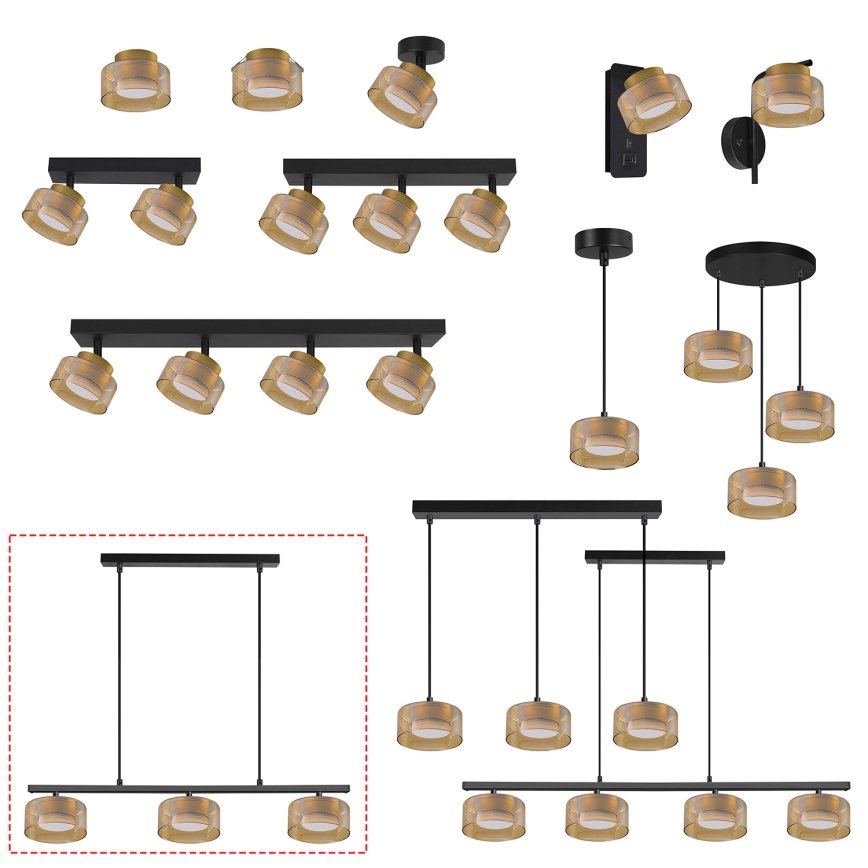 Brilagi - LED Pendel på wire AURA LUX 3xGX53/30W/230V sort/guld
