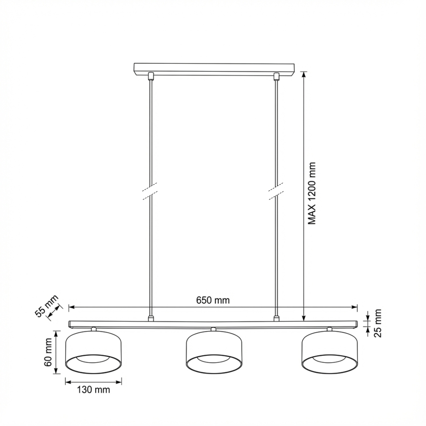 Brilagi - LED Pendel på wire AURA LUX 3xGX53/30W/230V sort/guld