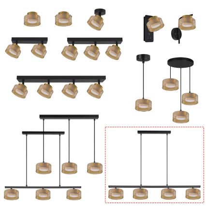 Brilagi - LED Pendel på wire AURA LUX 4xGX53/30W/230V sort/guld