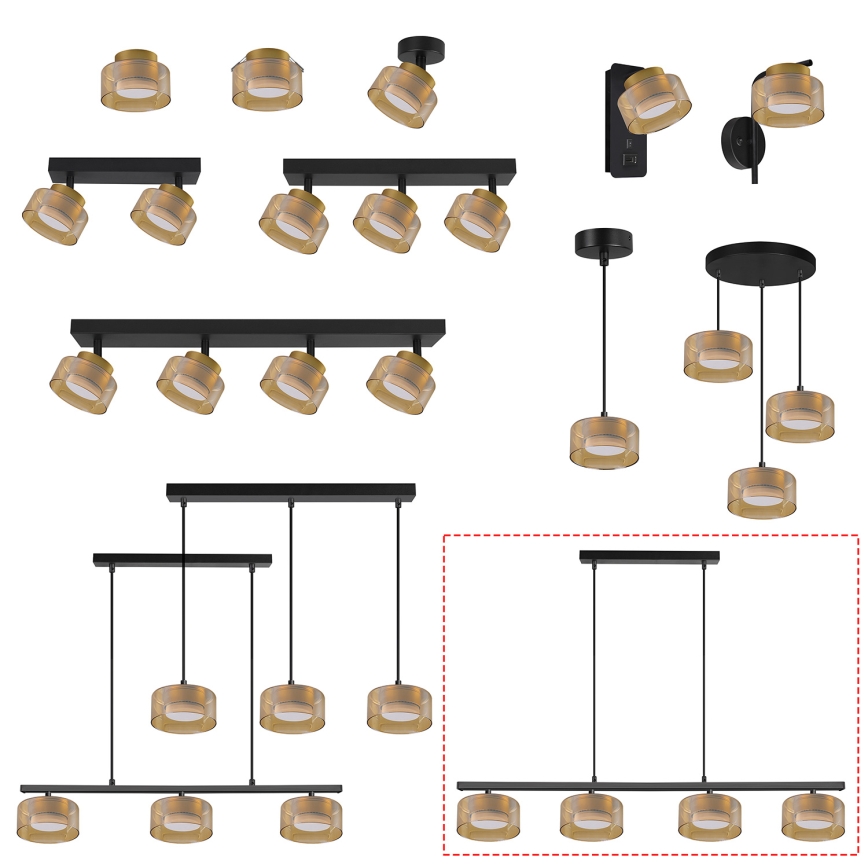 Brilagi - LED Pendel på wire AURA LUX 4xGX53/30W/230V sort/guld
