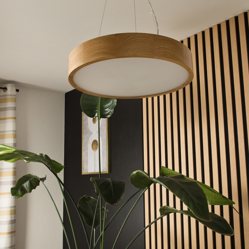 Brilagi - LED-pendel på wire CARVALHO 3xE27/15W/230V i egetræ Ø 47,5 cm