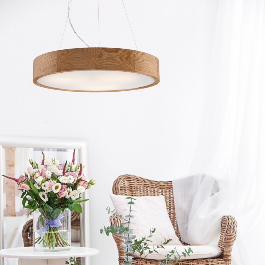 Brilagi - LED-pendel på wire CARVALHO 3xE27/15W/230V i egetræ Ø 47,5 cm