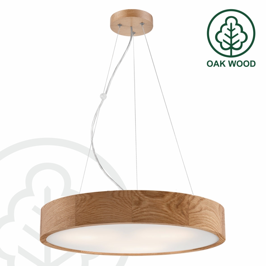 Brilagi - LED-pendel på wire CARVALHO 3xE27/15W/230V i egetræ Ø 47,5 cm