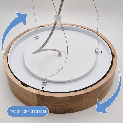Brilagi - LED-pendel på wire CARVALHO 3xE27/15W/230V i egetræ Ø 47,5 cm