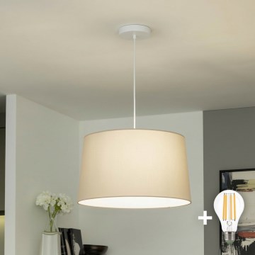 Brilagi - LED-pendel på wire CERIA 1xE27/40W/230V, Ø 45 cm, beige