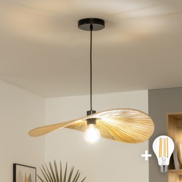Brilagi - LED-pendel på wire CERIA BOHO 1xE27/40W/230V Ø 60 cm raffia