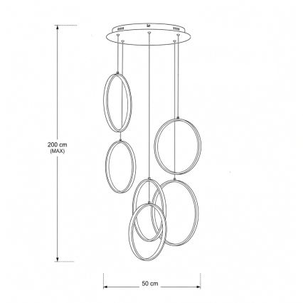 BRILAGI - LED-pendel på wire ECHO LED/80W/230V 4000K Ø 50 cm sort