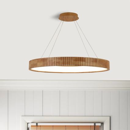Brilagi - LED-pendel på wire FALCON WOOD MODERN LED/60W/230V 3000/4000/6000K Ø 80 cm træ